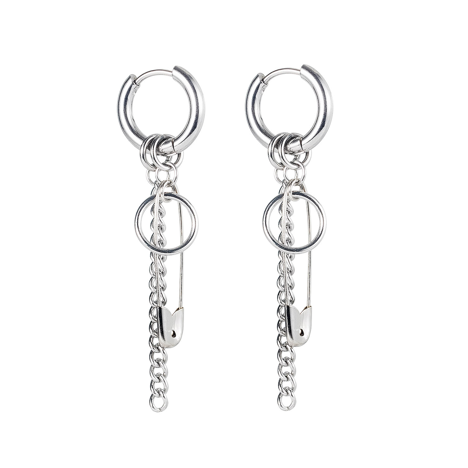 OPK jewelry men and women Hong Kong style fashion classic circular ring long chain trend titanium steel earrings earrings 2021 new