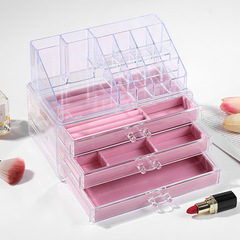 透明收納盒3層首飾防塵絨布盒收納箱耳釘戒指飾品收納廠家直供