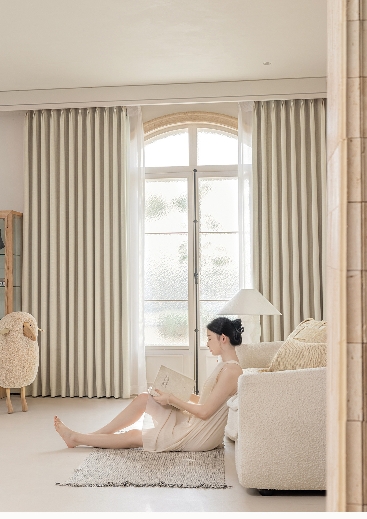 Maßgefertigte Moderne Weizenähren-Jacquard Chenille Creme Vorhänge für Wohnzimmer Esszimmer Schlafzimmer Fensterdekoration Luxuriöser Tüll Elegant – Detail 14