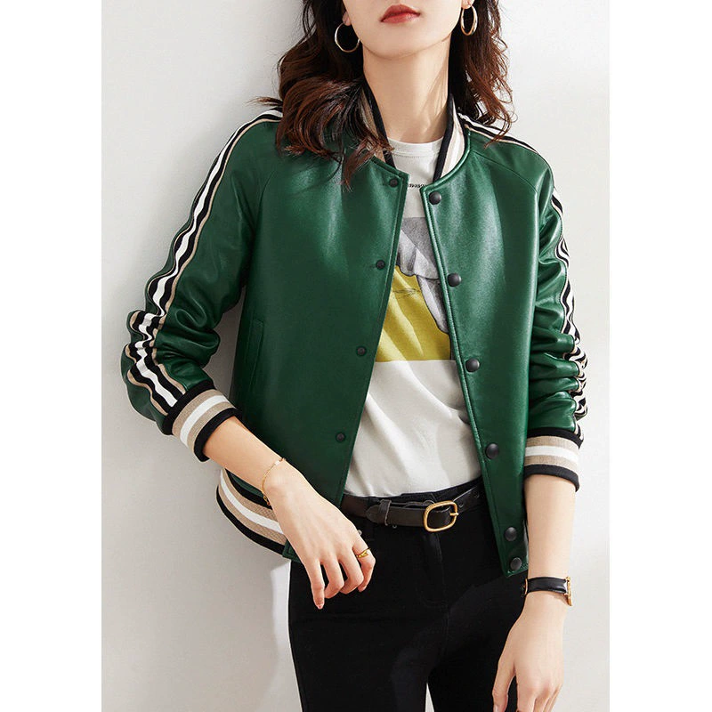 Green baseball short jacket, Aliexpress, fitted