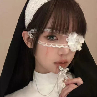 Sweet Cool Punk Cross Eye Mask Lolita Dark Style Lace Bow Cos Accessories Subculture