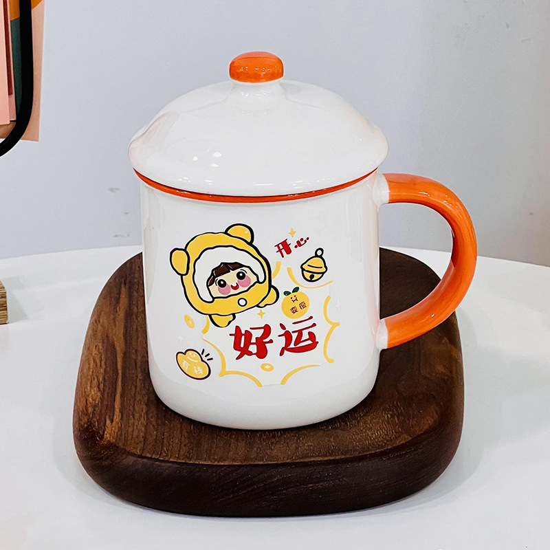 釉薬の下の色の陶磁器の杯の花のコップの小さい大衆はスプーンの陶磁器のマグカップの女子学生の高い顔の値のコップの卸売りの贈り物を持ちます。|undefined