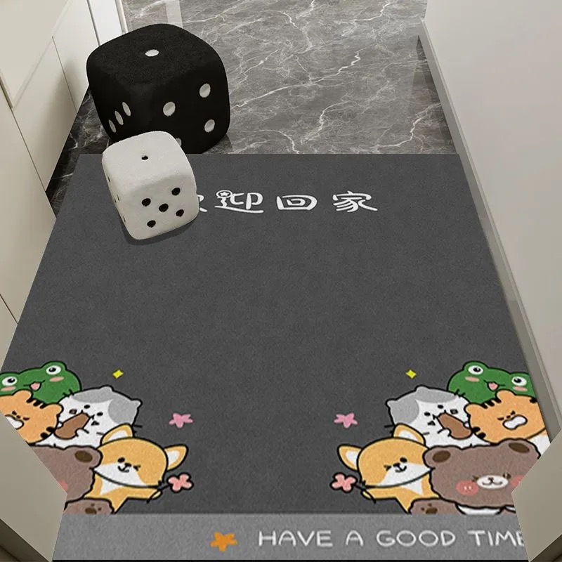卡通入户门地垫家用灰色系耐脏易打理玄关脚垫吸水速干硅藻泥地垫|undefined