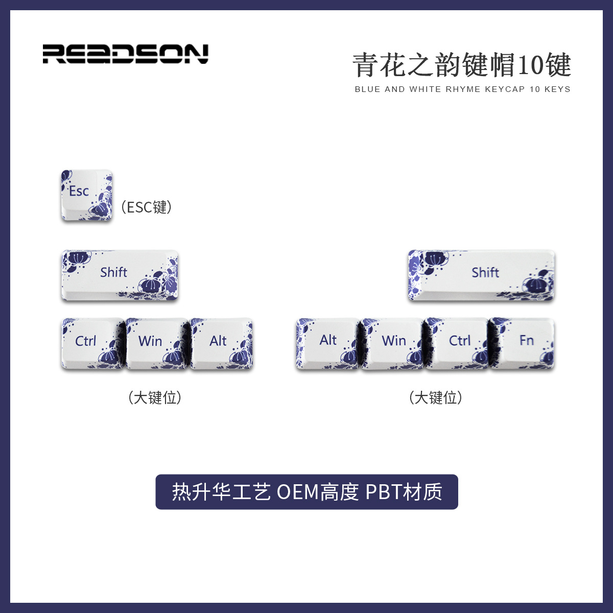 [Sublimación 10 series clave] CMYK sublimación PBT keycap WIN color Impresión de transferencia térmica suplemento de posición clave grande