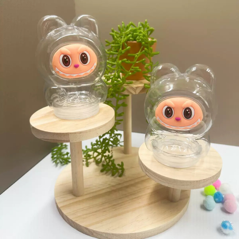 300ml透明拉布布瓶可爱史莱姆水晶泥罐美甲DIY饰品异形带表情空瓶|undefined