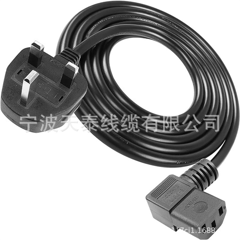 供应 BS认证弯头三芯英规转C19三孔PDU机房机箱UPS电源线带插头