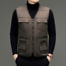 2025新款马甲男秋冬季中老年马夹一体加绒棉坎肩爸爸背心休闲