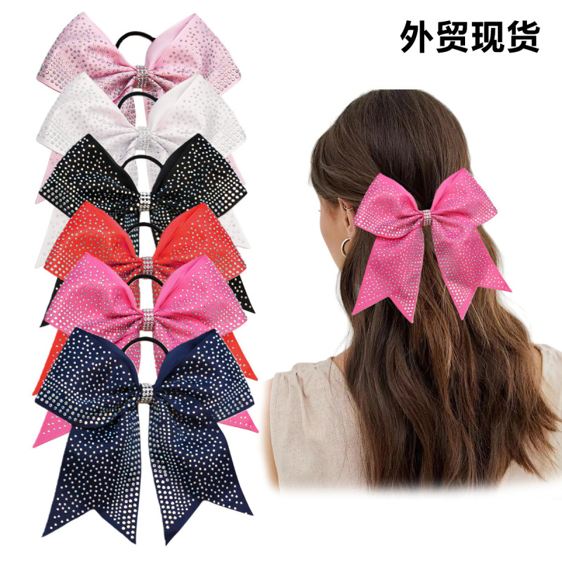 In-Stock Cross-Border Amazon Hot-Selling Cheerleading Performance Large Swallowtail Full Rhinestone Bow Hair Tie High Elasticity Hair Accessory In-Stock Cross-Border Amazon Hot-Selling Cheerleading Performance Large Swallowtail Full Rhinestone Bow Hair Tie High Elasticity Hair Accessory