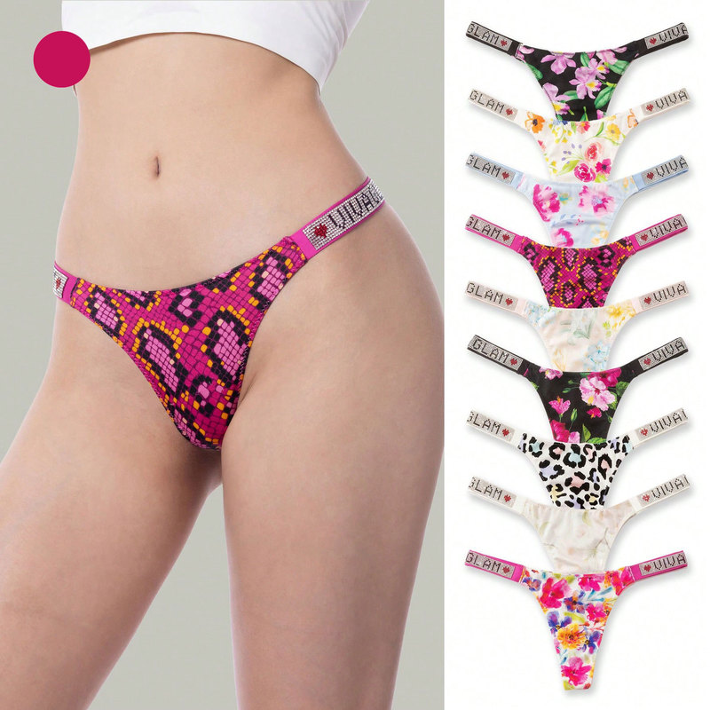 Cross-Border Hot Diamond Flower Women's Thong T-Pants Low-Waisted Charming Sexy Temptation Underwear Women's Diamond Decoration European and American