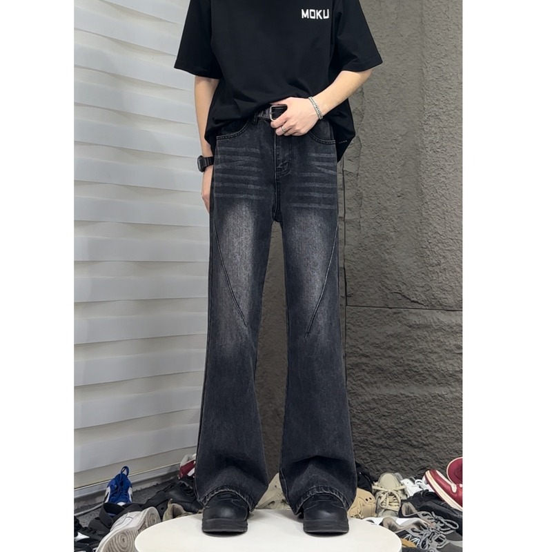 アメリカンレトロジーンズメンズ春秋ハイストリートルーズワイドレッグパンツトレンディカジュアルストレートワークパンツ|undefined