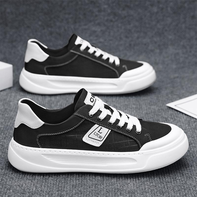 Live 2025 Four Seasons Nuevos zapatos de tela de seda de hielo de calidad Zapatillas de deporte para estudiantes jóvenes Zapatos de hombre transpirables Zapatos de moda Lefu