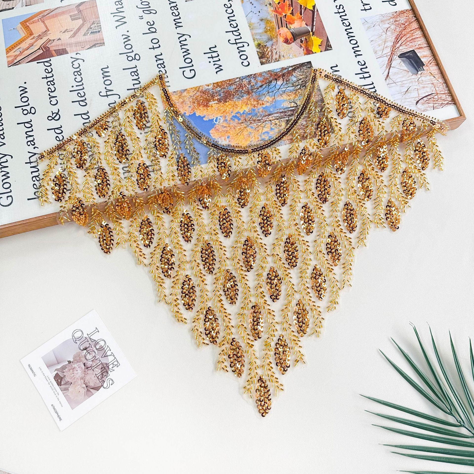 Collar de encaje empalmado malla cuentas de lentejuelas decoración de ropa DIY vestido collar de encaje accesorios hechos a mano collar de encaje image 3