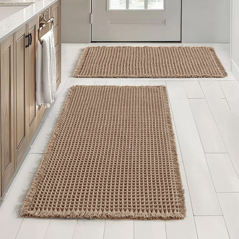 Waffle trenzado cocina alfombra antideslizante alfombra de baño para el hogar de doble cara gruesa almohadilla para los pies image 1