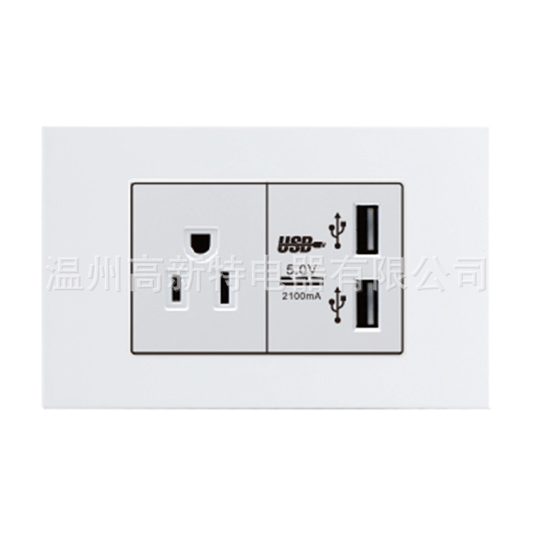 南美118系列一位美式插座&二位USB 2.1A/3.1A插座  美标USB插座