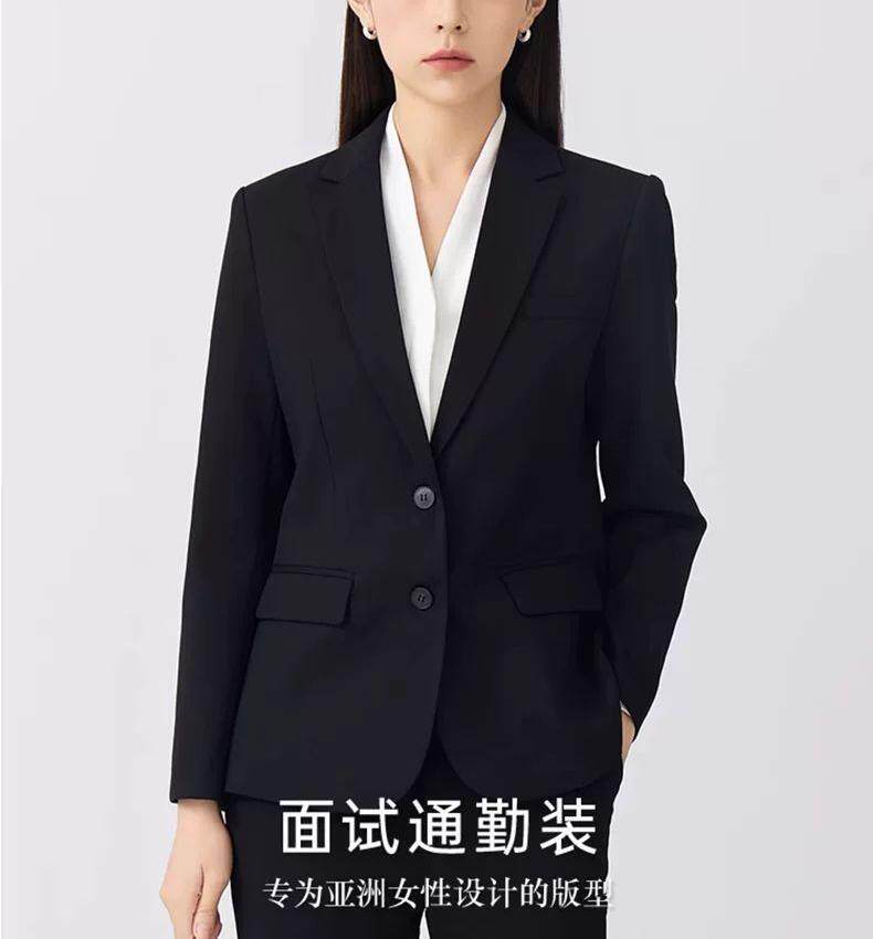 Bộ vest nữ cao cấp hai cúc ôm dáng không cần là, áo vest công sở sang trọng — áo khoác đơn màu đen, Áo khoác đơn màu xanh hải quân, Áo khoác xanh navy + quần thẳng, Áo khoác xanh navy + váy hông chi tiết 2