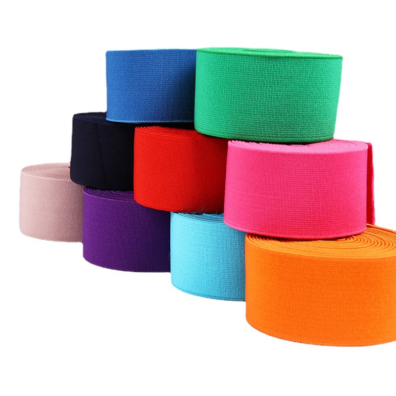 厂家直销大量现货32色无梭双面平纹加密高弹丝松紧带4.0cm裙裤头