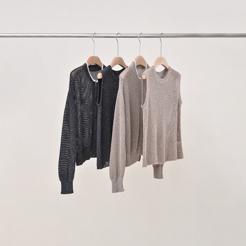 Shine old money wind! BC Cotton Linen Blended Knitted Vest/Cardigan suit 24 Autumn New Hollow Knit Sweater Women Shine old money wind! BC Cotton Linen Blended Knitted Vest/Cardigan suit 24 Autumn New Hollow Knit Sweater Women