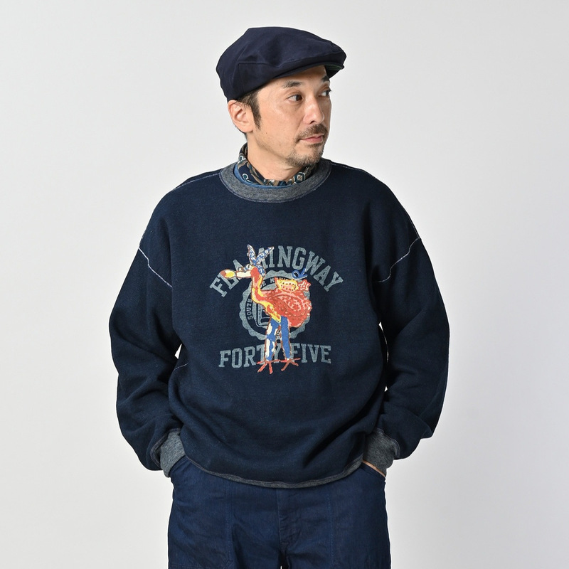 25秋季新款日系908 海洋系列情侣款麻蓝靛蓝版45R海马字母圆领|undefined