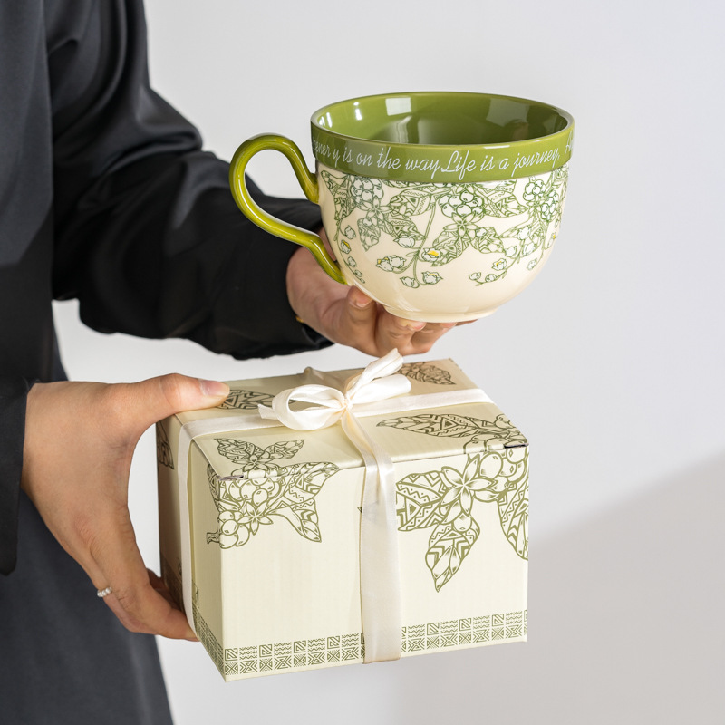 Lilly Wind Bell creativo y práctico taza de cerámica de gran capacidad con tapa multifuncional taza de desayuno taza de leche taza de yogur taza