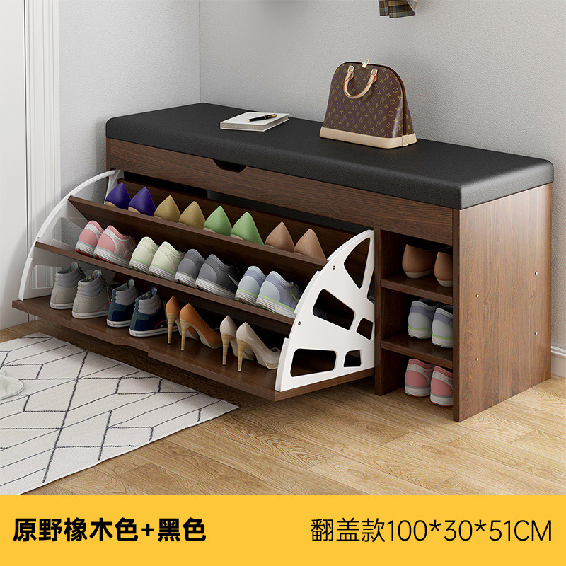 Banco para cambiar zapatos en la entrada del hogar, zapatero con tapa abatible, banco para sentarse y ponerse zapatos, banco para la entrada, zapatero moderno con cojín suave.
