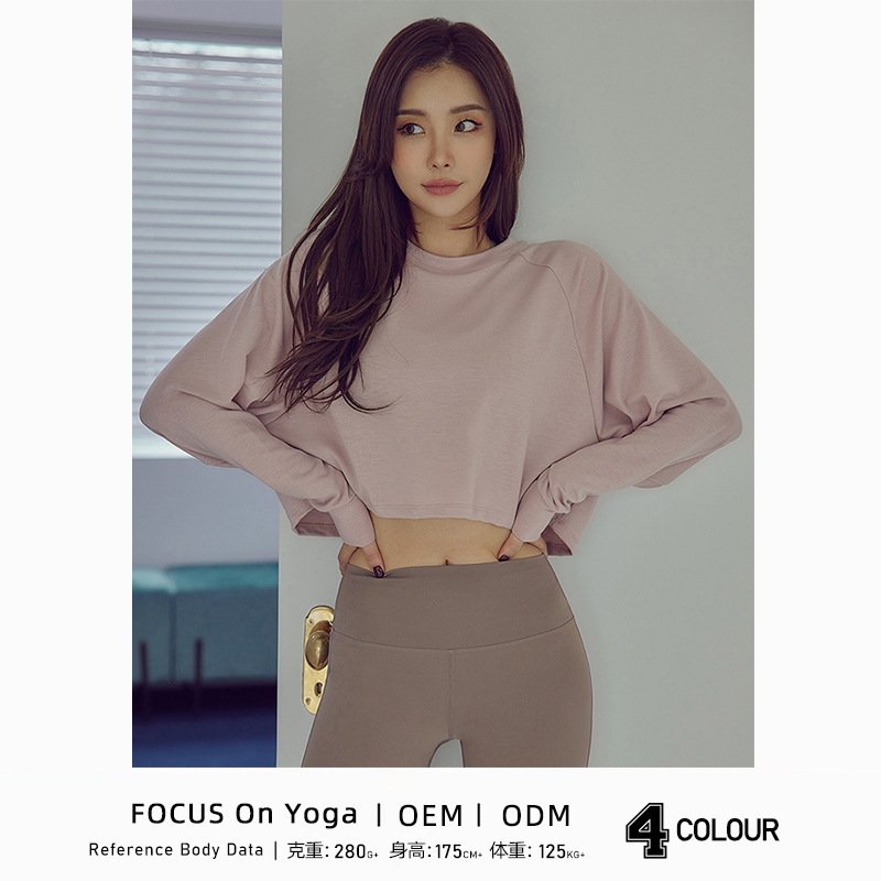 2022 spring new sports long-sleeved fitness yoga top for women Ins Korean style short yoga clothes T-Shirt wholesale