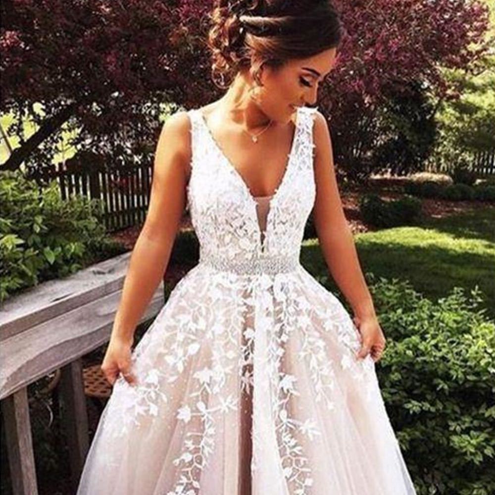 Wedding Dresses Floor Length Sleeveless Bridal DressDe Noiva