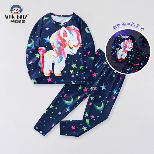2025 Autumn/Winter Long-Sleeve Long-Pants Set for Boys and Girls in Europe and America, Cartoon Animal Style, Suitable for Middle Children