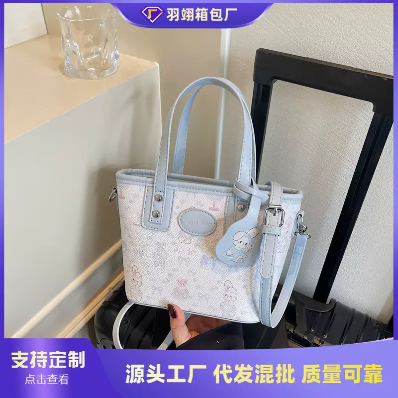 跨境新中式手提小包包女士2025新款质感印花水桶包韩国单肩斜挎包