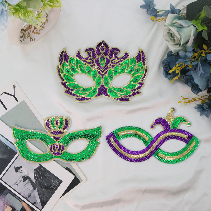 Máscaras de fiesta de carnaval nuevo tricolor sequinilla mitad cara carnaval temático eyewear exclusivo transfronterizo