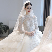 长袖主婚纱2025新款新娘女冬季宫廷风奢华大拖尾重工高级质感冬天