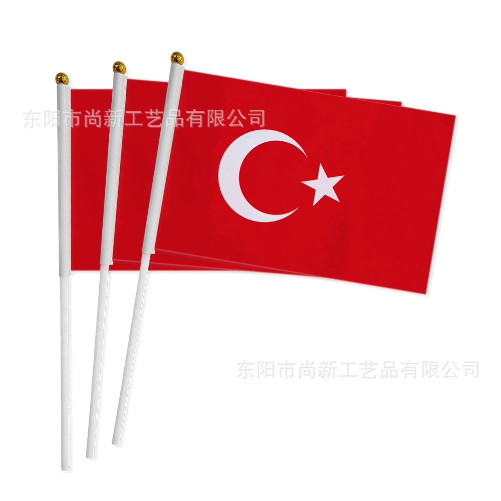 20 × 28cm Bandera del mundo con bandera de mano con barra de bandera de poliéster impresa en pantalla