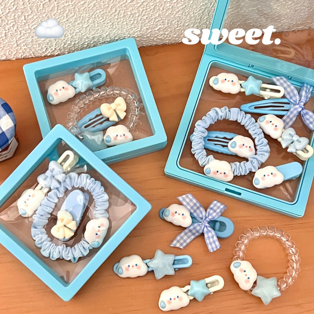 Nuevos dibujos animados lindos nubes estrellas clips para el cabello de niña multifacé lateral clips para el cabello de boca dulce clip de pato cuerda al por mayor