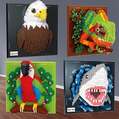 クロスボーダーの積み木のおもちゃの3d立体のカメレオンの壁画のオウムのサメの動物の卸売りは絵の置物の卸売りを掛けます。