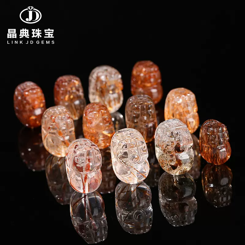 晶典珠宝 天然黑金超七貔貅通孔民族风配饰diy饰品配件半成品批发