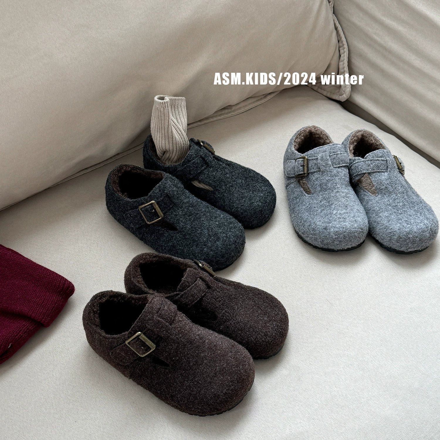 Ai Shang Meng Детская обувь Корейская версия Девочки Грубые шерстяные и плюшевые ботинки Bucken 2024 зимние новые детские теплые хлопковые ботинки