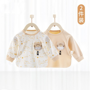 Newborn Baby Clothes Baby Cotton Long-sleeved Half-back Clothes Newborn Top Monk Clothes Spring Four Seasons 2-piece Pack