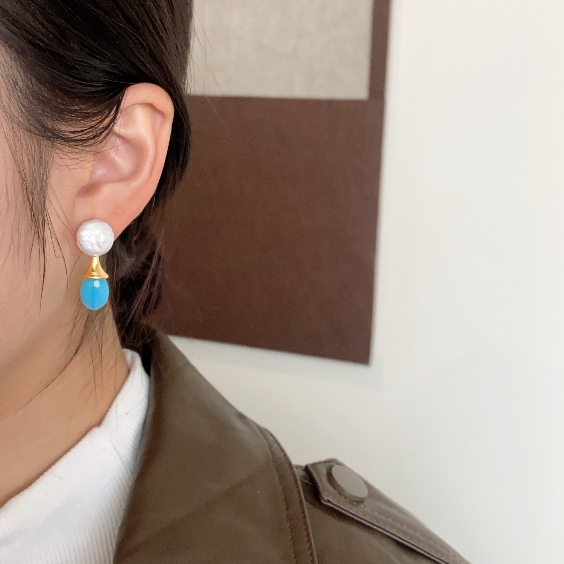 Francés retro verano nuevo barroco incrustaciones rhinestone pendientes suave elegante nicho diseño para las mujeres