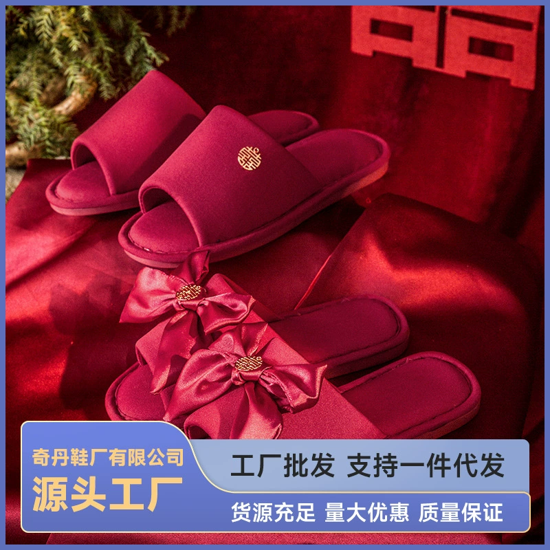 Свадебные тапочки праздничный красный пара Свадьба свадьба пара сандалии летние тапочки свадебные туфли