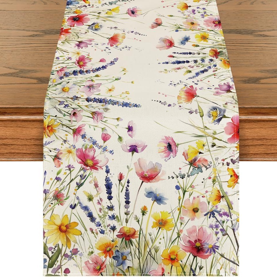 Primavera y verano venta en caliente bandejas de mesa transfronterizas frescas flores pastílicas imitación de tela de mesa de lino girasoles verde bandejas de mesa de hoja