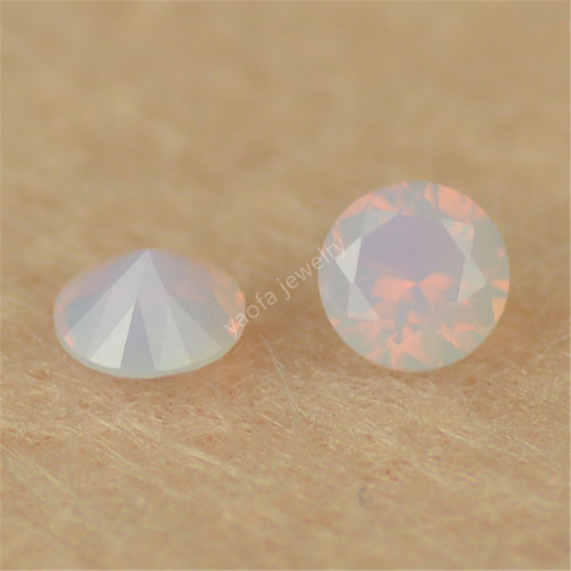 For 0.8~10 Artificial Nano Translucent Opal Pink Loose Stone with Waxed Nano Opal Round Gemstone