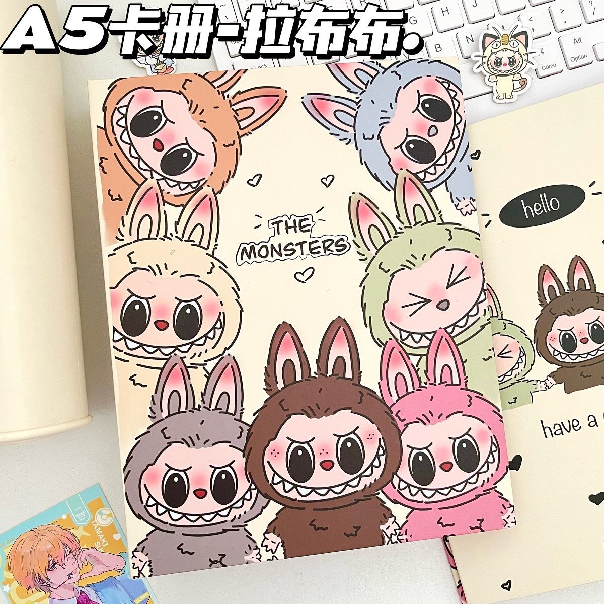 拉布布A5卡冊卡通可愛加厚超硬殼三寸四宮格遊戲小卡收集追星相冊