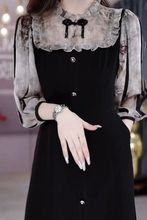 拼接连衣裙秋新款收腰显瘦气质女神范字裙超仙温柔风中长裙