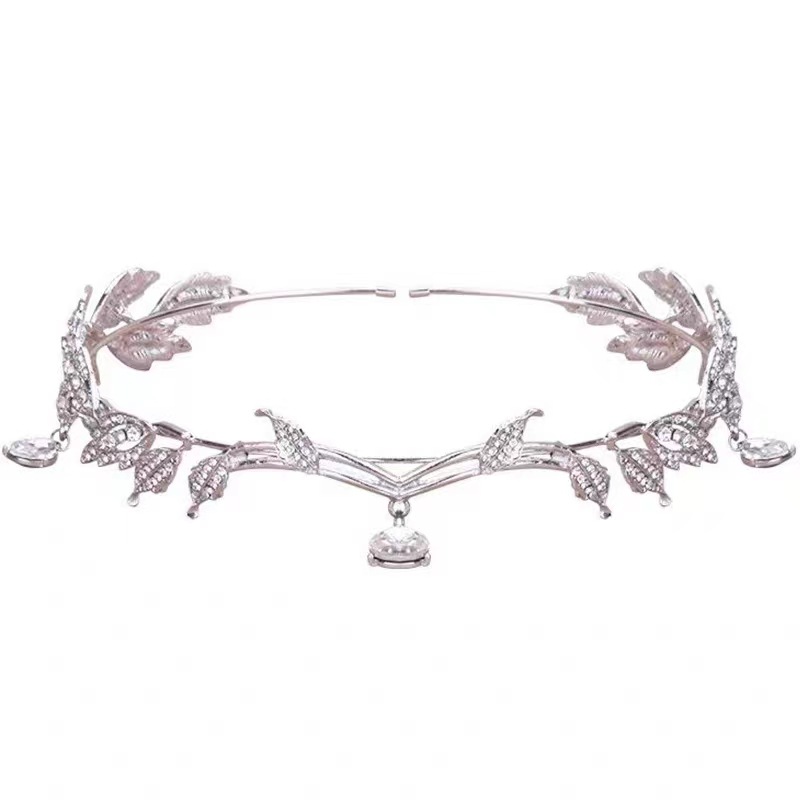 Súper Hada de cristal nupcial tocado princesa accesorios para el cabello vestido de boda accesorios nupciales accesorios para el cabello accesorios para la frente accesorios para la ceja accesorios para el cabello rojo neto