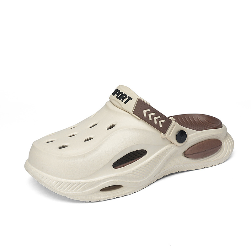 Zapatos de hombre 2025 verano nuevo estilo de los hombres zapatos con agujeros de boutique de dos desgaste fondo grueso al aire libre arena resistente al desgaste sandalias y zapatillas Baotou