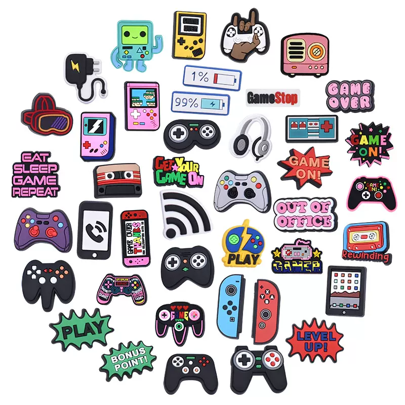 游戏机系列PVC软胶洞洞鞋装饰扣跨境DIY可爱卡通鞋花鞋扣配饰现货