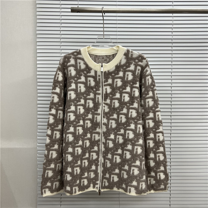 Autumn and Winter Trendy Brand Cd Letter Jacquard All-Over Logo Round Neck Knitwear Knitwear for Men and Women Loose Casual Jacket