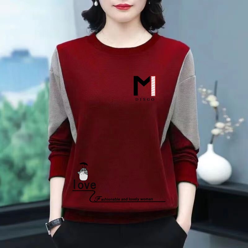 Clearance Sale Export Surplus Clearance Mom's Clothing Middle-Aged and Elderly Long-Sleeve T-Shirt Base Layer Fleece Sweatshirt Top t