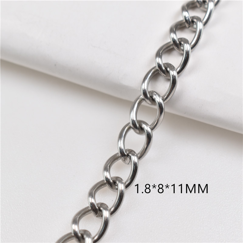 Botones de ocho caracteres, tiras de cadena DIY decoradas con vallas publicitarias de cadena retorcida de acero inoxidable, cadenas colgantes, jeans, ropa colgante, cadenas metálicas