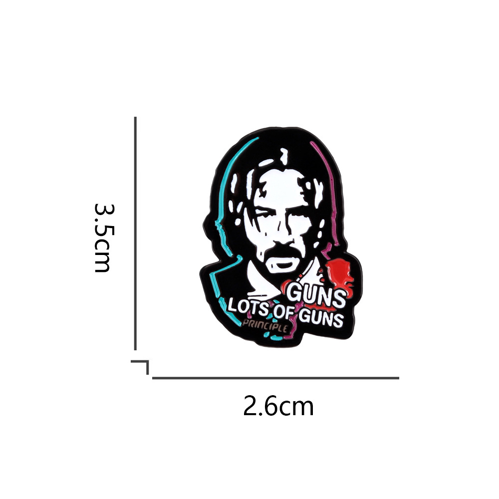 John Wick Protagonist Badge Creative Cartoon Design Enamel Badge Movie Peripheral Fans Collect Souvenirs