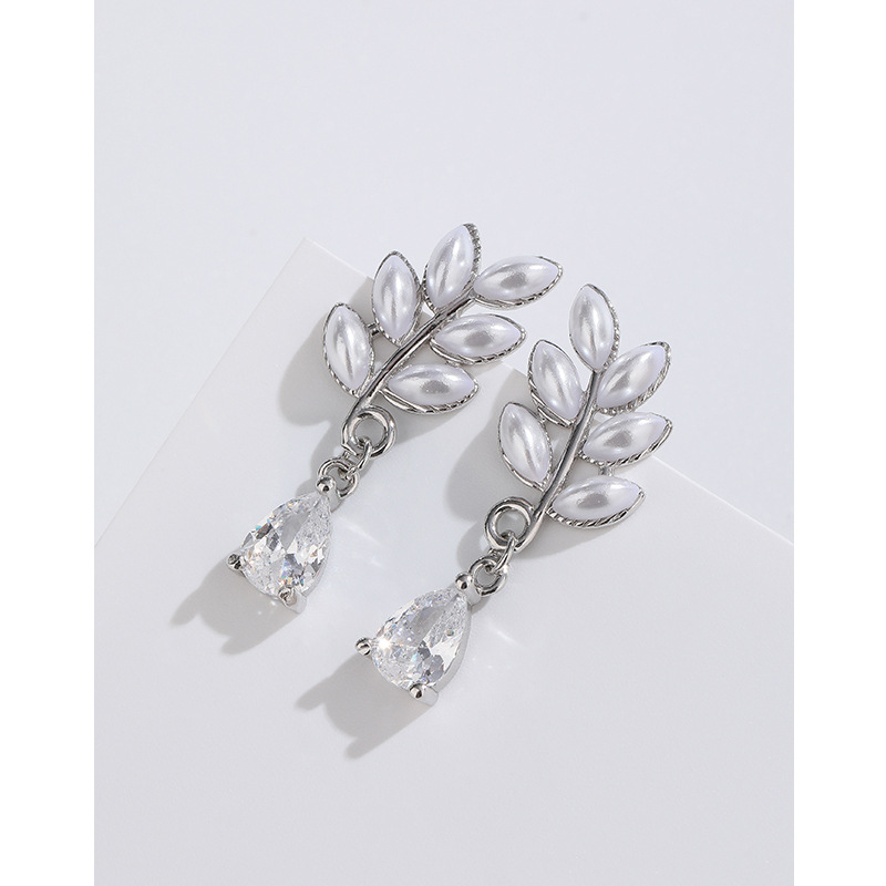 Pendientes de perlas artificiales de Plata de Ley 925 para mujeres nicho diseño retro pendientes simples elegantes pendientes de alta calidad